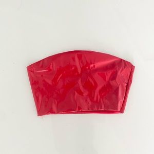 Pretty Little Thing Red Vinyl Bandeau Crop Top